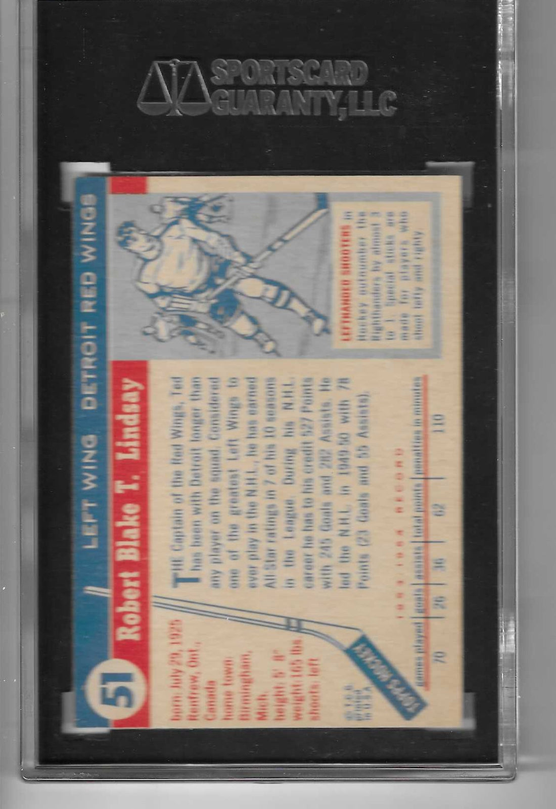 1954-55 Topps Ted Lindsay Karte Nr. 51 SGC 7.5 NM+