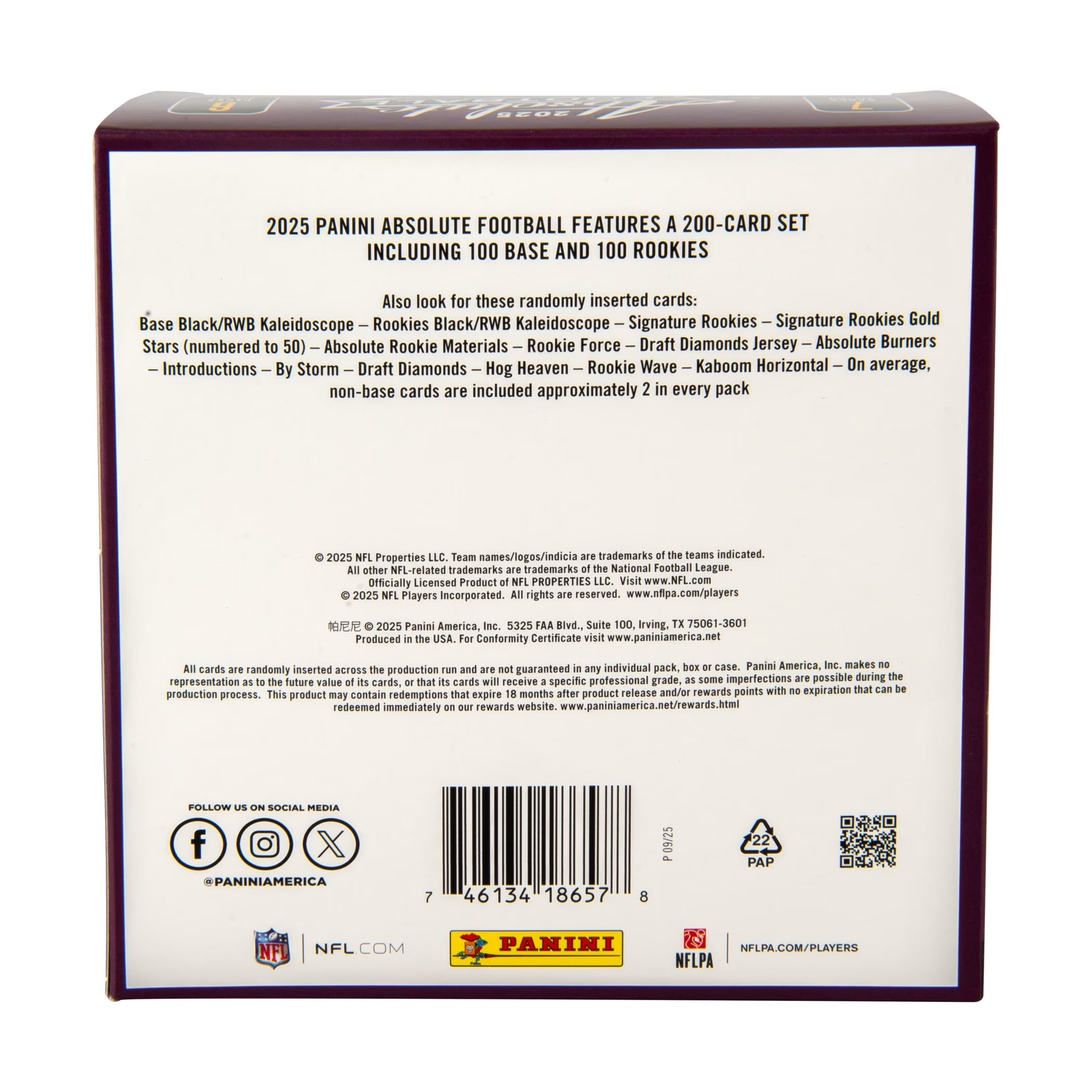2025 Absolute Football Trading Cards Mega Box