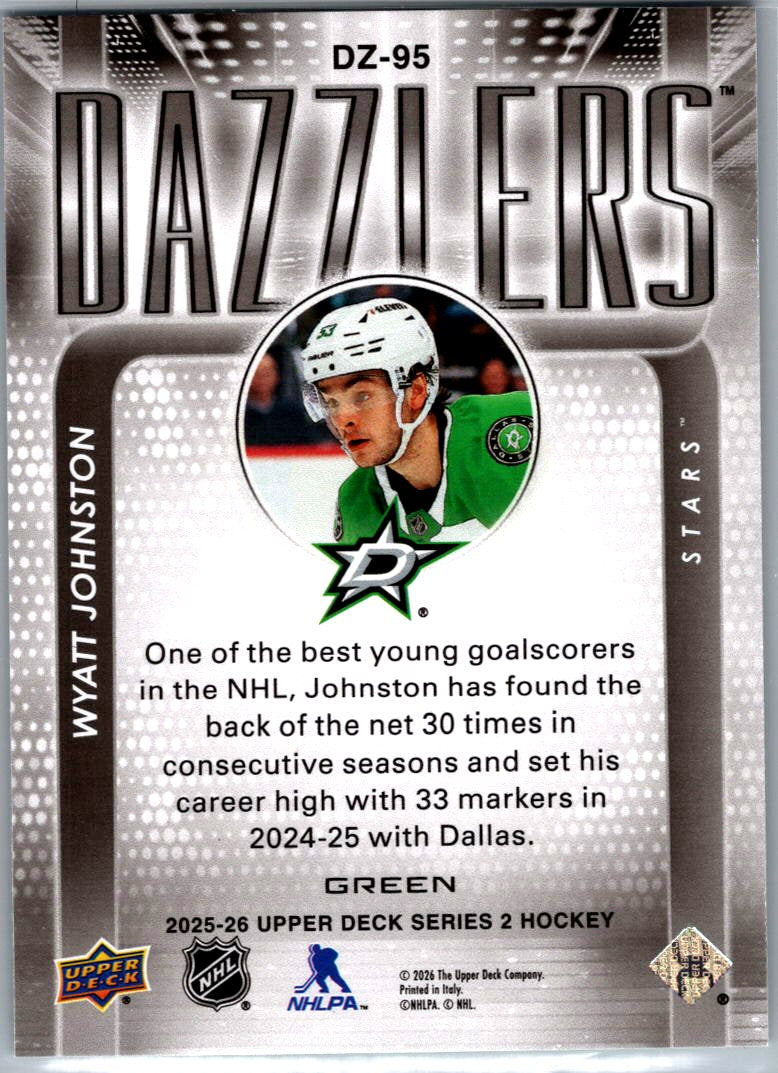 2025/26 Upper Deck Wyatt Johnston Green Dazzlers Card DZ-95