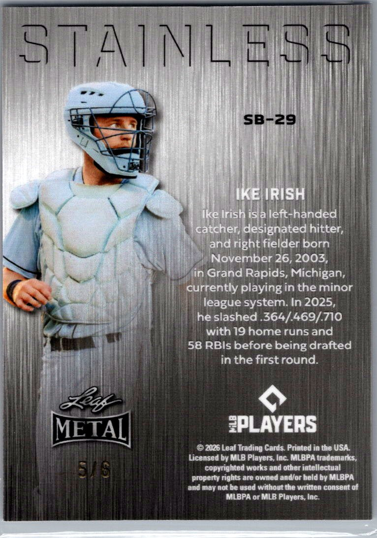 2026 Leaf Metal Baseball Ike Irish Purple Stainless SB-29 5/6 Orioles