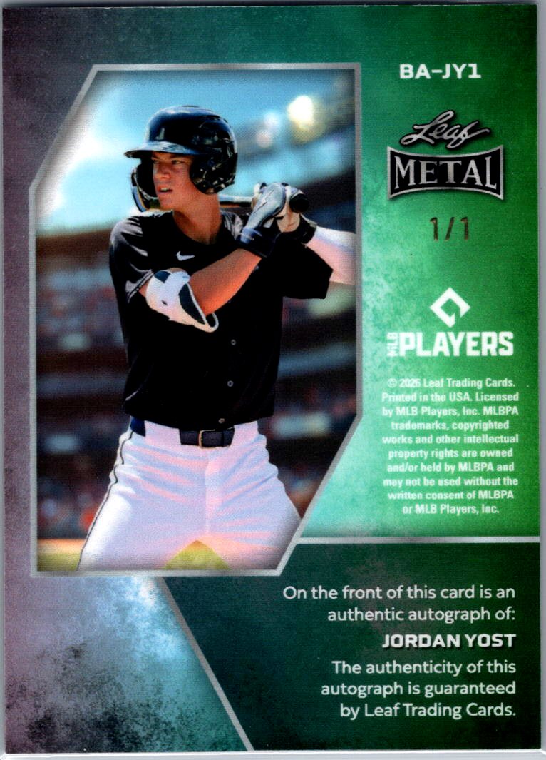 2026 Leaf Metal Baseball Jordan Yost Blue Crystal 1/1 Auto - Tigers