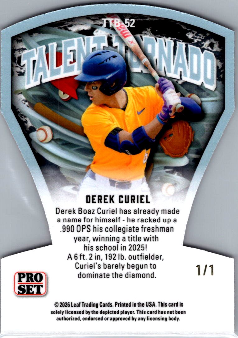 Derek Curiel 2026 Pro Set Talent Tornado Die Cut Laser Orange 1/1