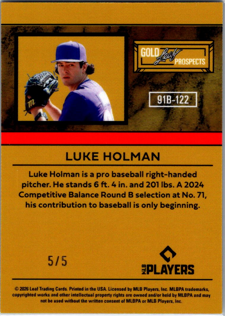 Luke Holman Leaf Metal Gold Prospects Prismatic Silver 5/5, Reds