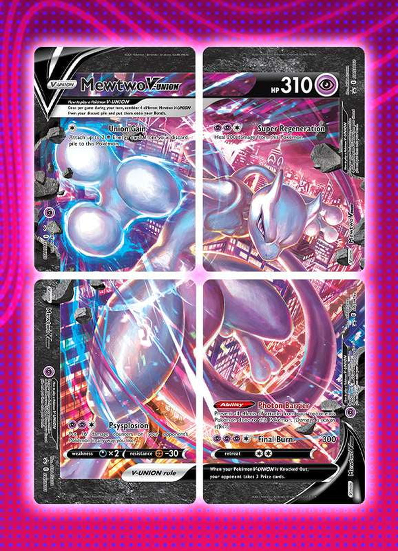 Trading Card Game Mewtwo V-Union Special Collection (4 Booster Packs, 4 Promo Cards, Oversize Card & More)
