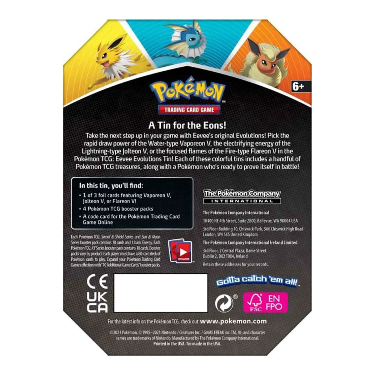Eevee Evolutions Flareon V Tin (4 Booster Packs & Promo Card)