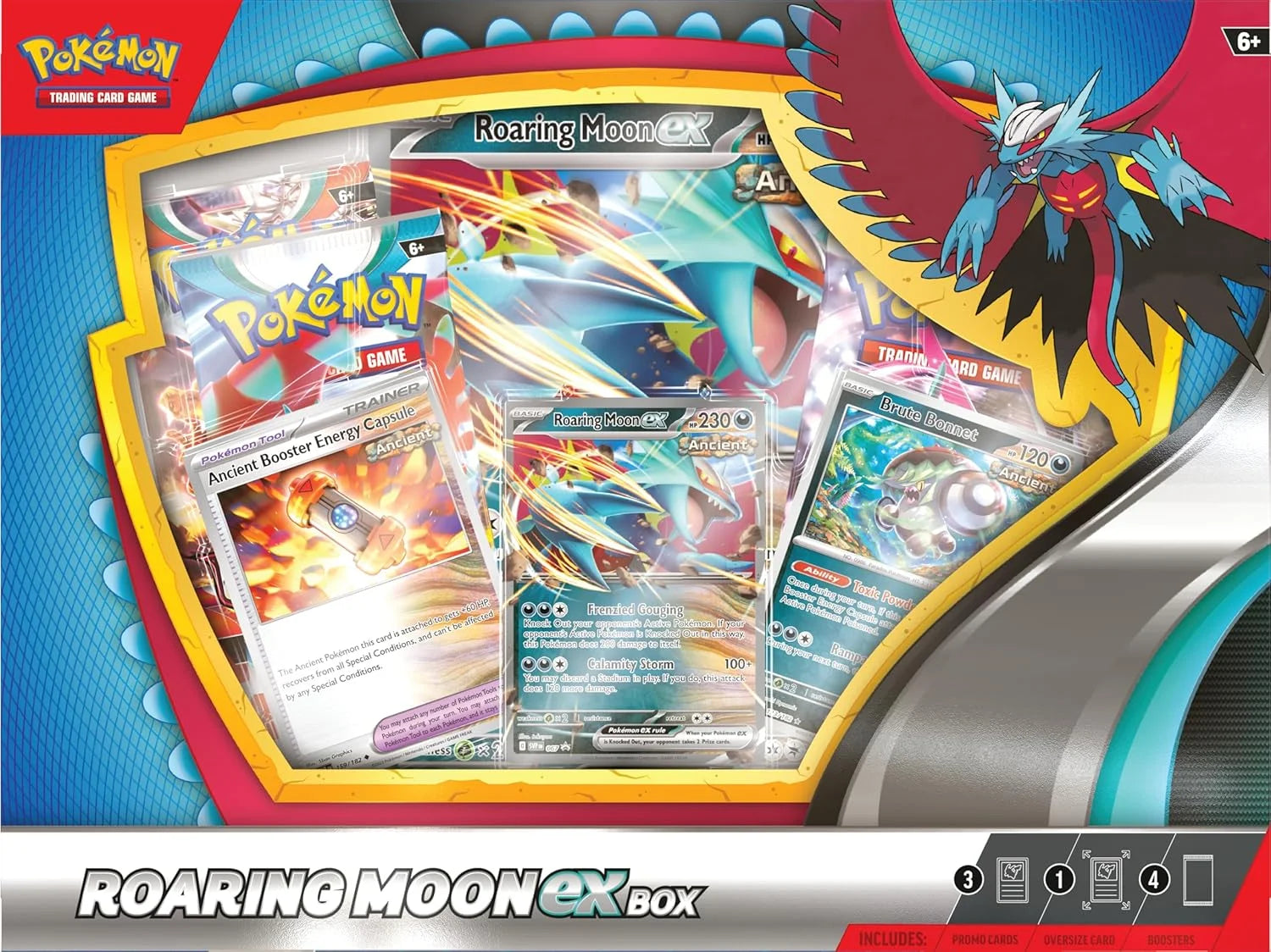 TCG: Roaring Moon Ex Box (1 Foil Promo Card, 1 Oversize Foil Card & 4 Booster Packs)