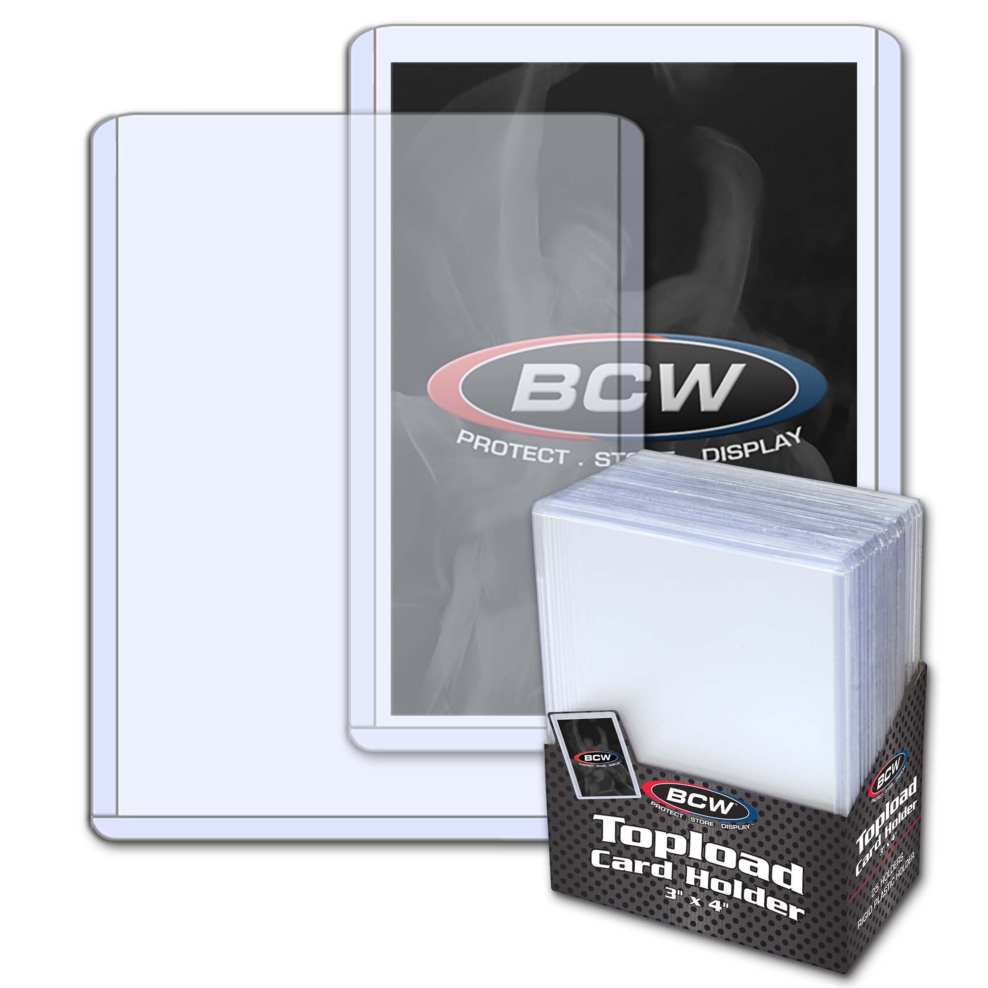 BCW card holder packaging with topload card holder on a white background