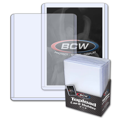 BCW card holder packaging with topload card holder on a white background