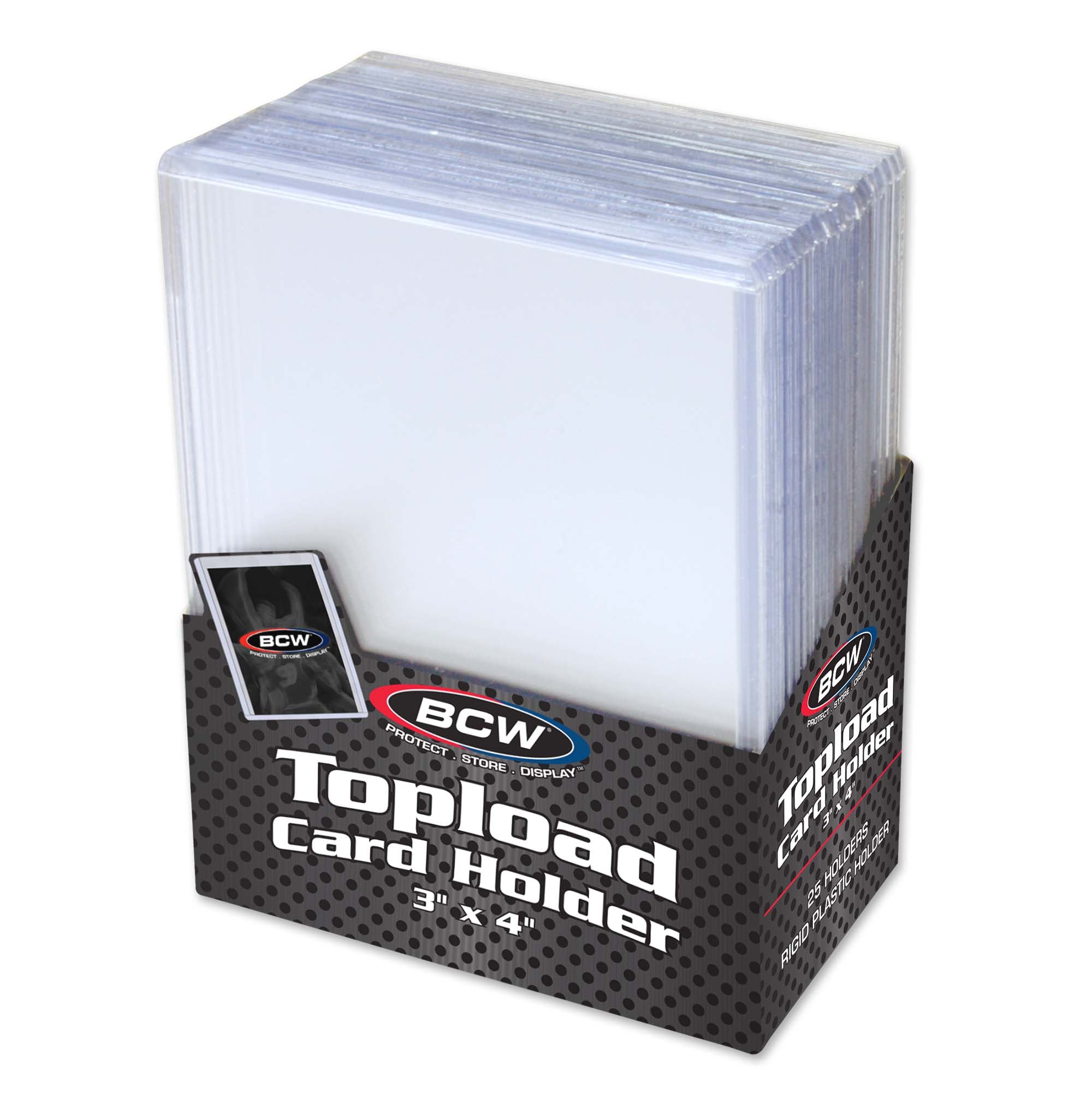 Box of BCW Topload Card Holders with clear card holders inside