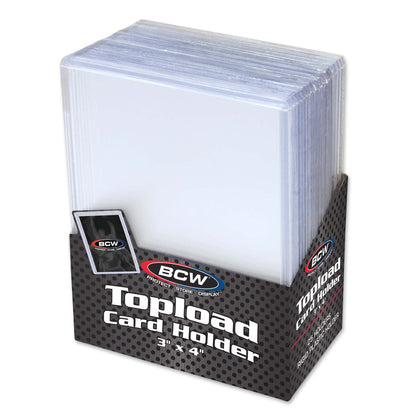 Box of BCW Topload Card Holders with clear card holders inside