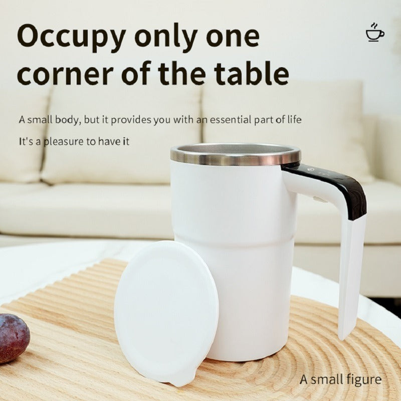 Automatic Coffee Stirring Cup, Stainless Steel Self-Stirring Coffee Cup with Lid, Automatic Stirring, LED Intelligent Display Temperature