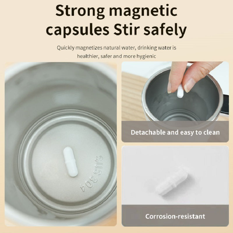 Automatic Coffee Stirring Cup, Stainless Steel Self-Stirring Coffee Cup with Lid, Automatic Stirring, LED Intelligent Display Temperature