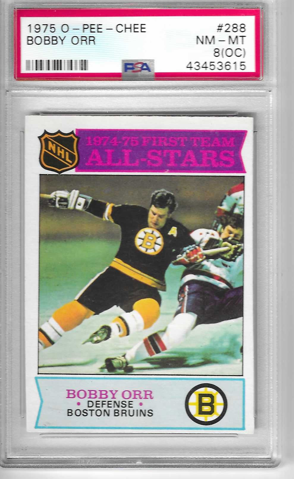 1975-76 O-Pee-Chee Bobby Orr #288 PSA 8 HOF