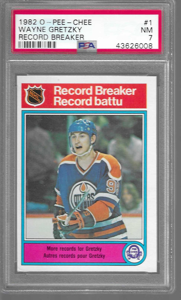 1982-83 OPC O PEE CHEE WAYNE GRETZKY #1 RECORD BREAKER PSA 7 NM