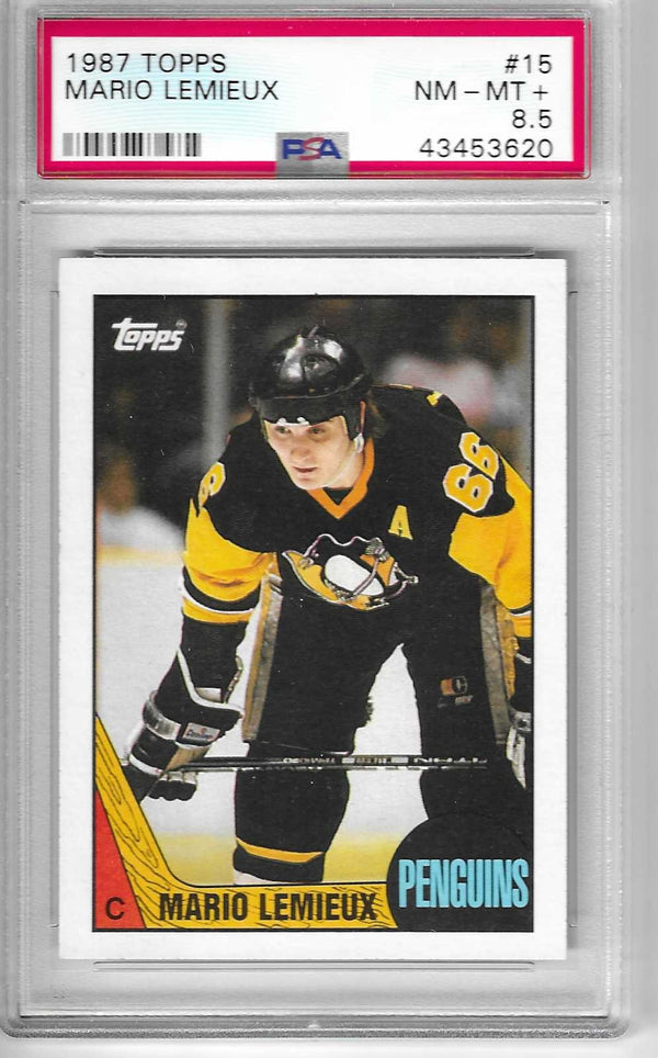 1987-88 TOPPS Hockey #15 Mario Lemieux Graded PSA 8.5 NM-MT+ Pittsburgh Penguins