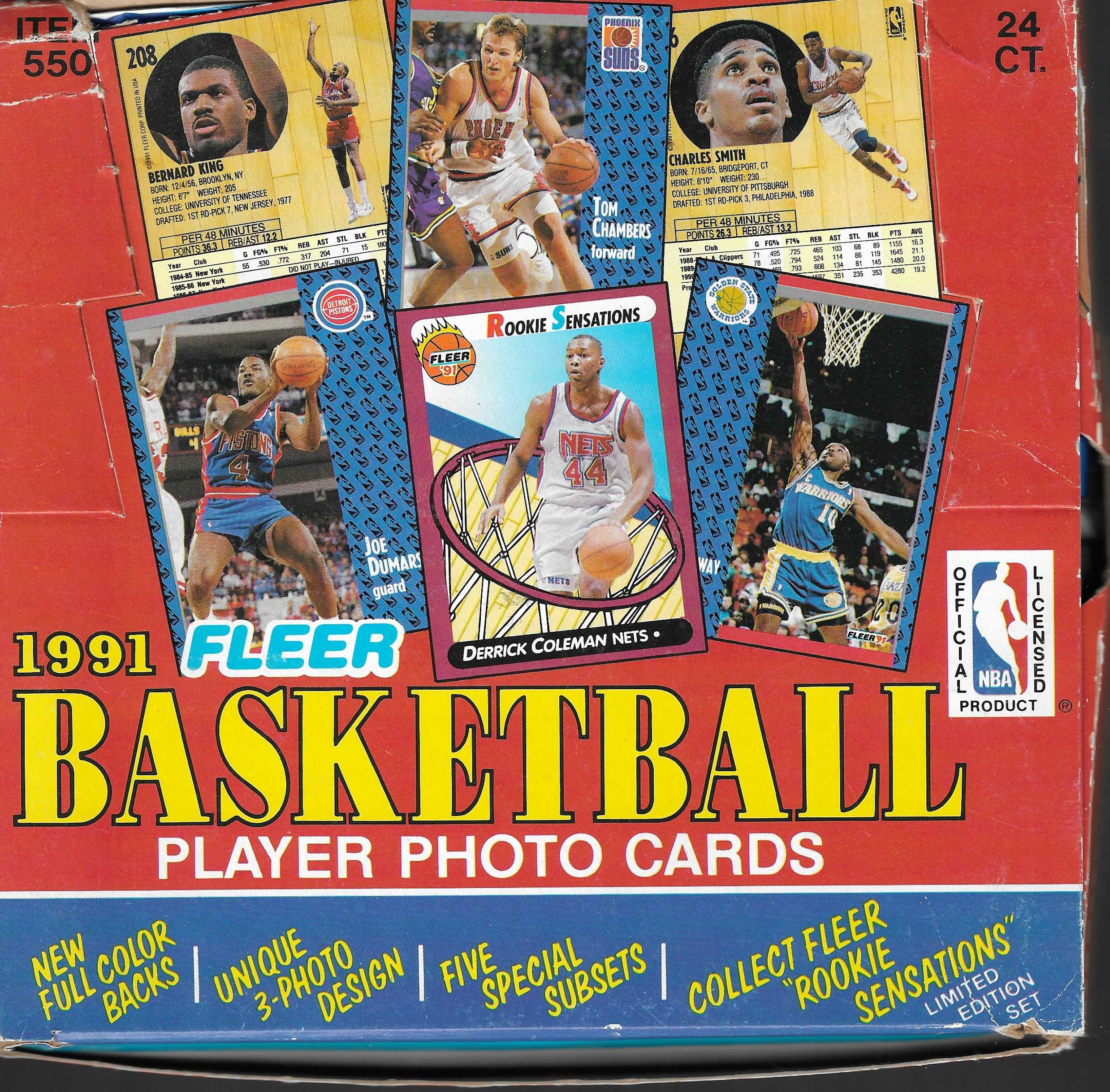 1991-92 Fleer Cello Jumbo NBA Basketball Box with 24 Packs
