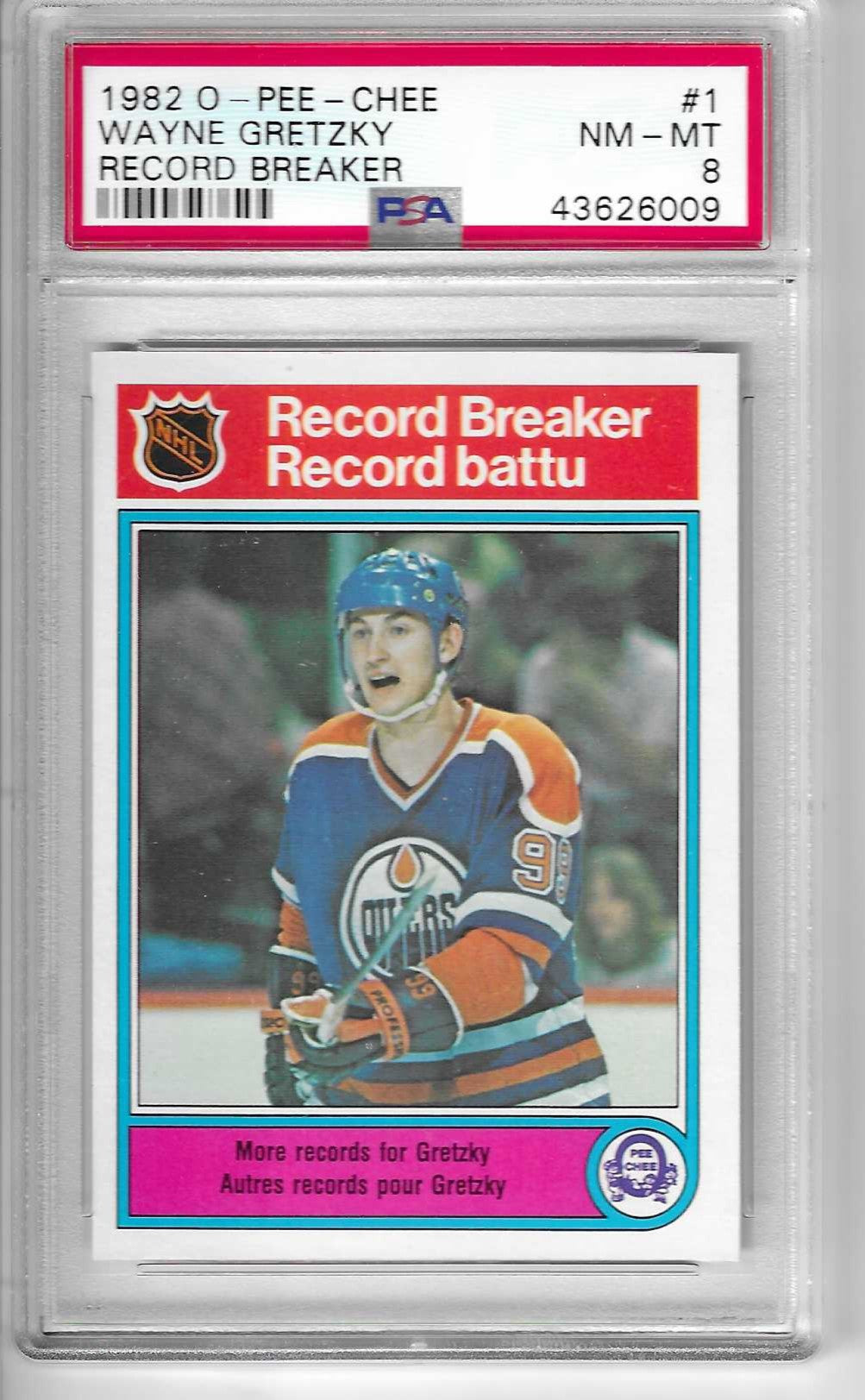 1982 O-PEE-CHEE #1 WAYNE GRETZKY RECORD BREAKER EDMONTON OILERS PSA NM-MT 8