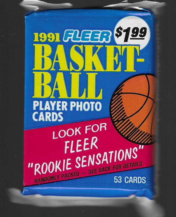 1991-92 Fleer Cello Jumbo NBA Basketball Box with 24 Packs