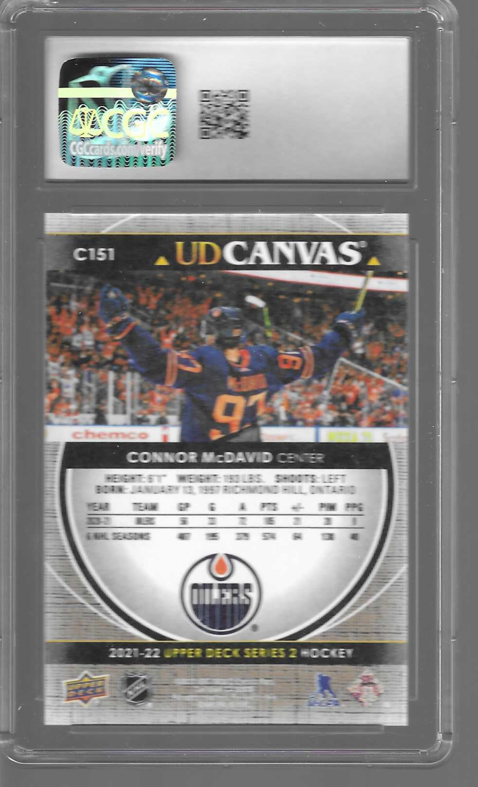 2021/22 Upper Deck Connor McDavid UD Canvas Oilers #C151 PSA 10 GEM MT