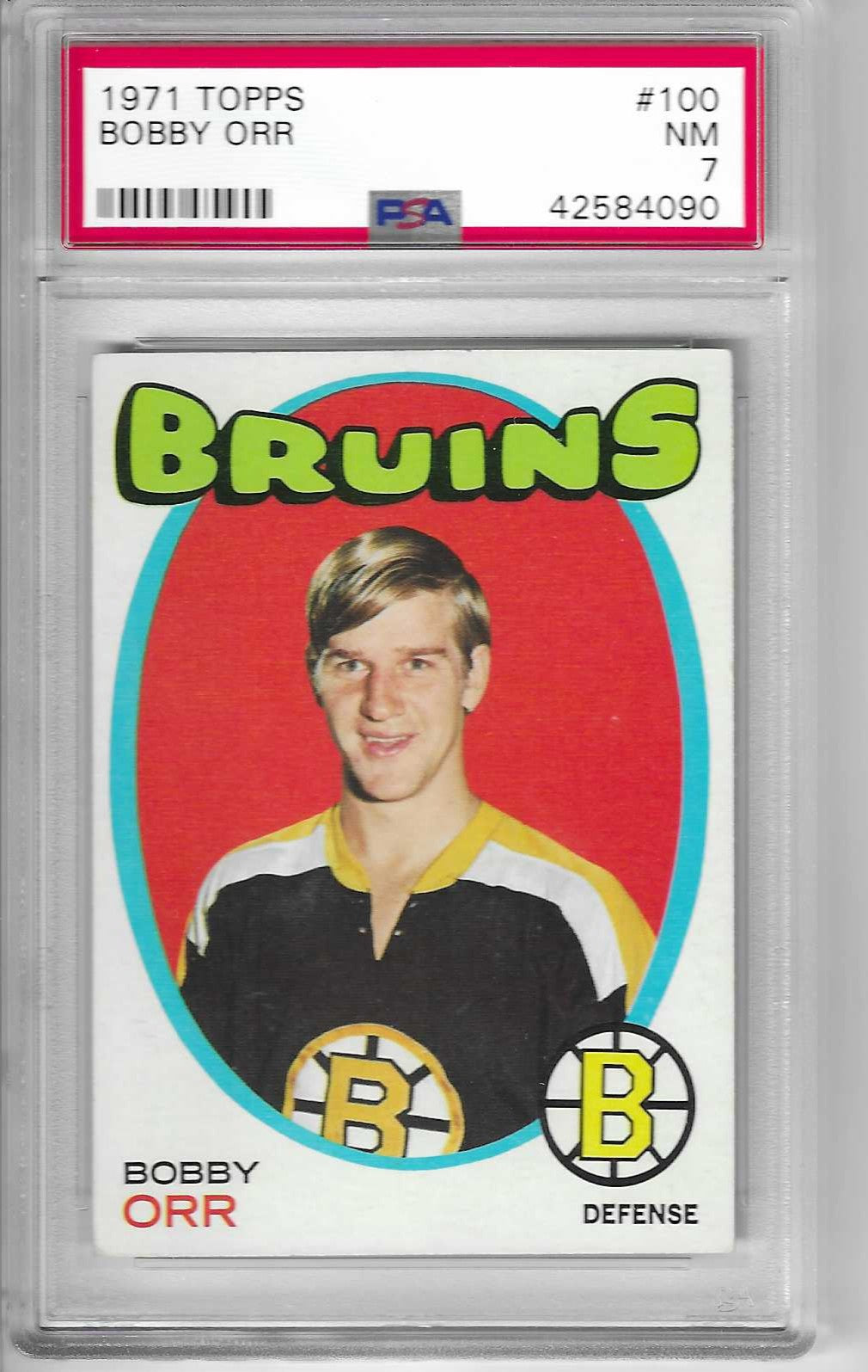1971 Topps Bobby Orr #100 PSA 7 NM - Boston Bruins HOF