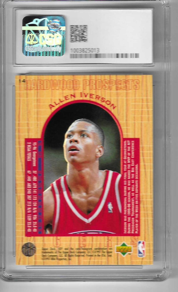 1996 - 97 UD3 #14 Allen Iverson Hardwood Prospects Rookie CSG 9 Philadelphia 76ers