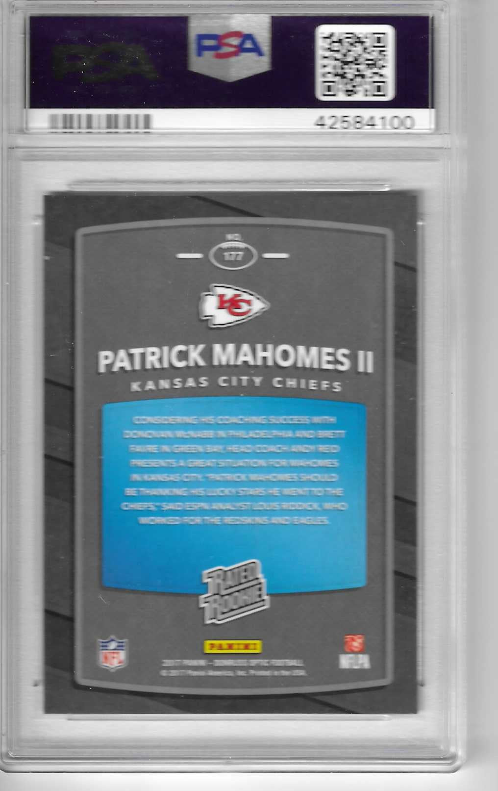 2017 Panini Donruss Optic Patrick Mahomes Rookie-Karte PSA 10 GEM Mint