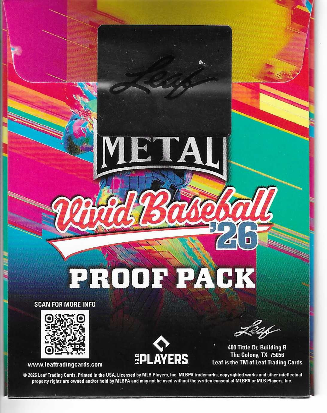 2026 Leaf Metal Vivid Baseball 1/1 Proof Pack