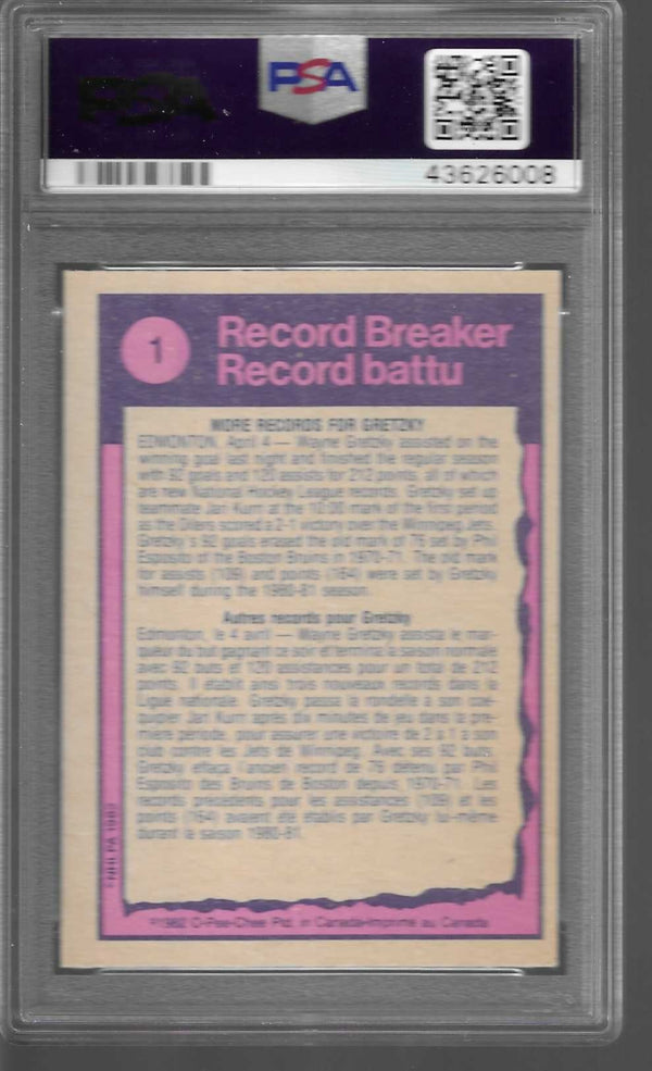1982-83 OPC O PEE CHEE WAYNE GRETZKY #1 RECORD BREAKER PSA 7 NM