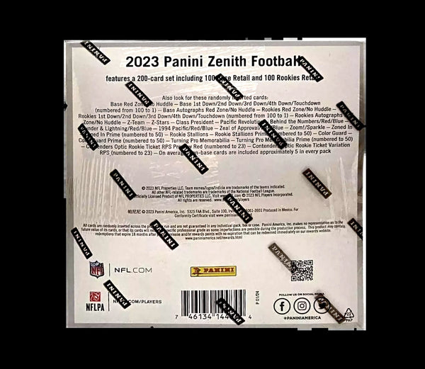 2023  Zenith Football Mega Box Trading Cards