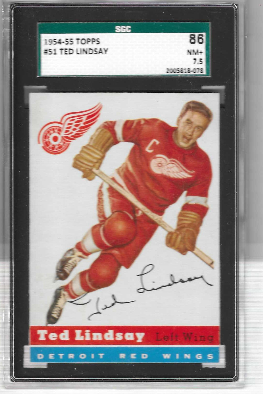 1954-55 Topps Ted Lindsay Karte Nr. 51 SGC 7.5 NM+