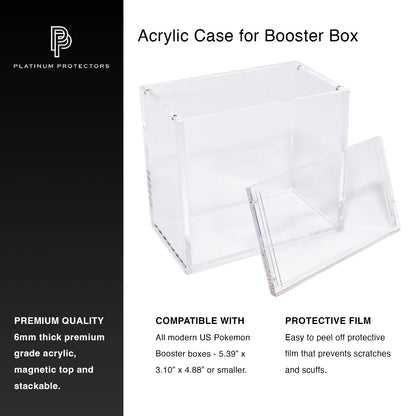 Acrylic Display Case for Pokemon Booster Box 6Mm Premium Magnetic Top Stackable