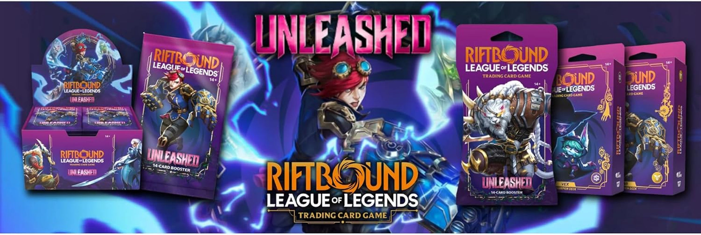 League of Legends TCG Unleashed - Booster Display - 24 Booster Packs (14 Cards Ea), Deck-Building Trading Card Game, Randomly Assorted