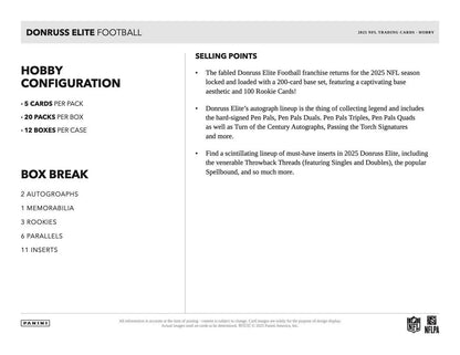 2025  Donruss Elite Football Hobby Box