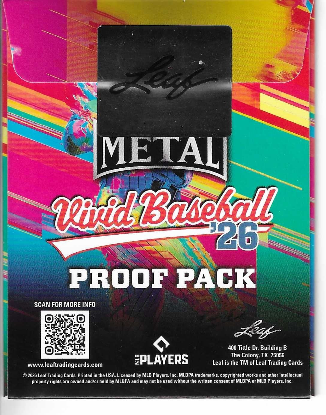 2026 Leaf Baseball Pre Production Proof Pack 1/1"s Metal, Nation, Pro Set, Vivid