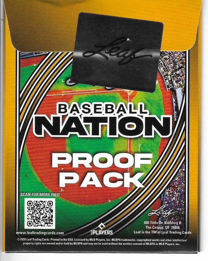 2026 Leaf Baseball Pre Production Proof Pack 1/1"s Metal, Nation, Pro Set, Vivid