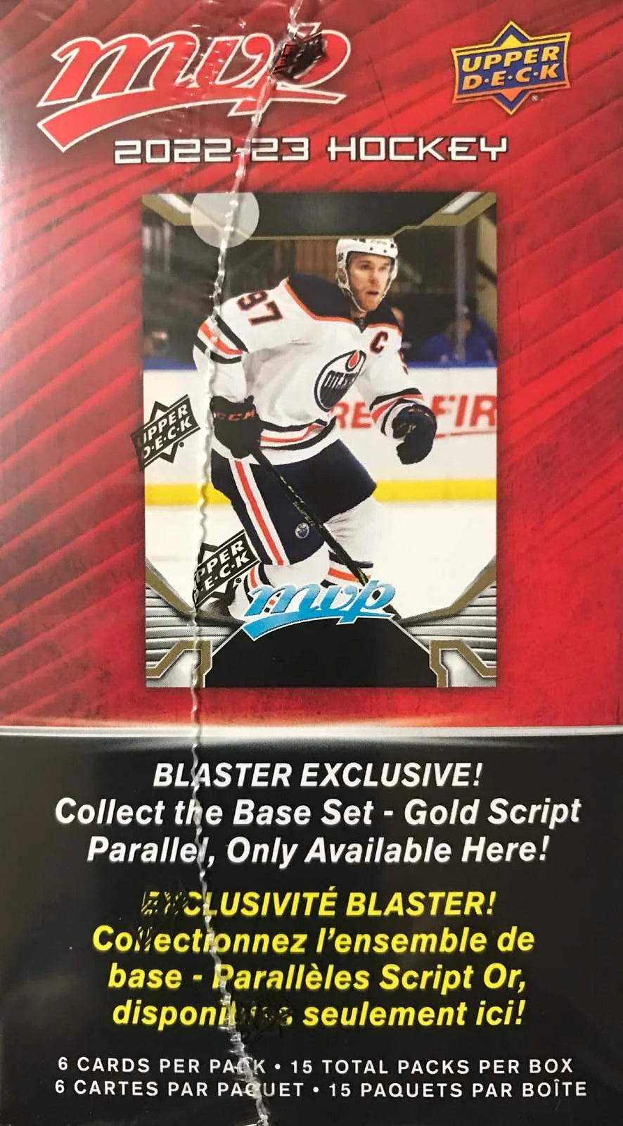 NHL  2022-23 MVP Hockey Trading Card BLASTER Box (15 Packs, Blaster-Exclusive Gold Script Parallels)