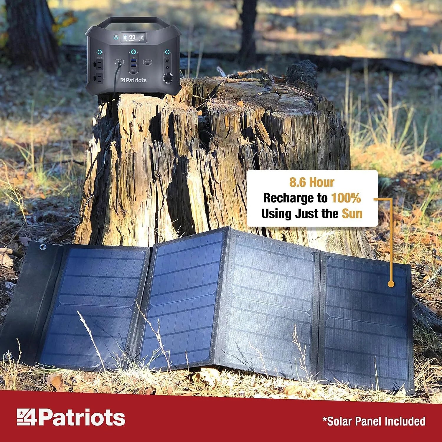 Patriot Power Sidekick Solar Generator, 300Wh Portable Power Station with 40 Watt Solar Panel, AC Fast Charging in 5 Hours, Dual 110V AC Outlets, Only 8 Lbs