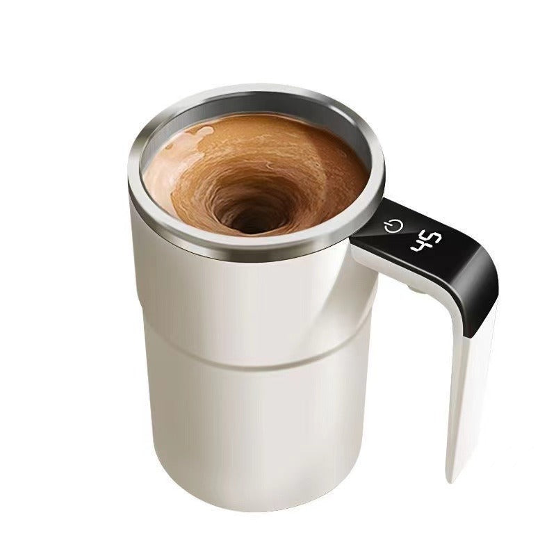 Automatic Coffee Stirring Cup, Stainless Steel Self-Stirring Coffee Cup with Lid, Automatic Stirring, LED Intelligent Display Temperature