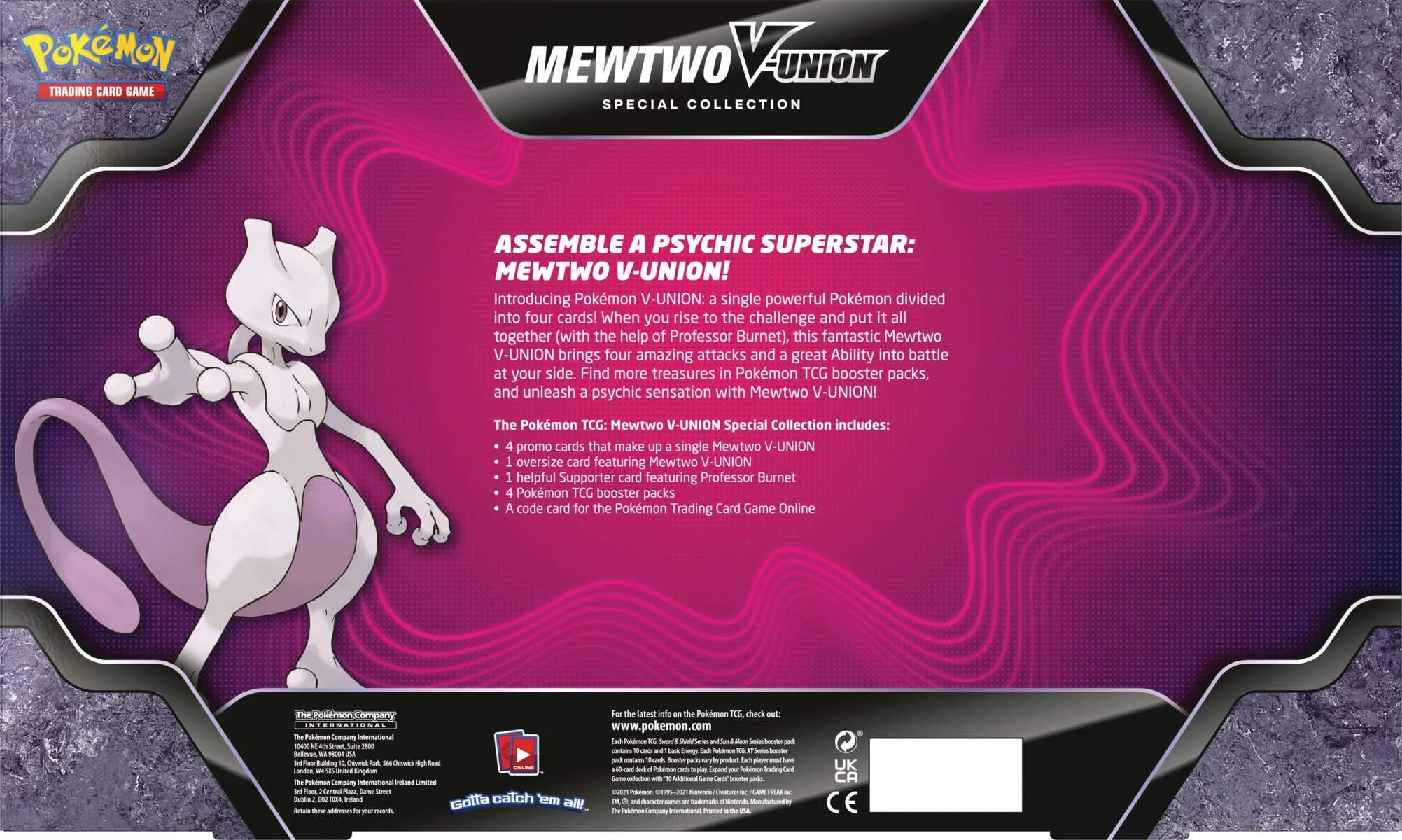 Trading Card Game Mewtwo V-Union Special Collection (4 Booster Packs, 4 Promo Cards, Oversize Card & More)