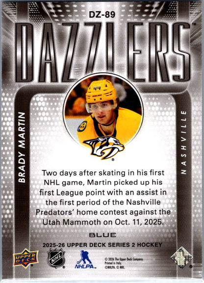 2025/26 Upper Deck Brady Martin Blue Dazzlers Insert Card DZ-89