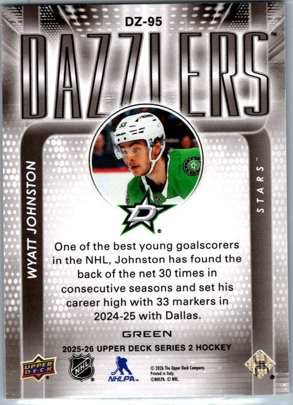 2025/26 Upper Deck Wyatt Johnston Green Dazzlers Card DZ-95