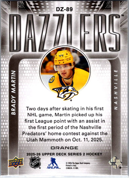 2025/26 Upper Deck Brady Martin Orange Dazzlers Card DZ-89