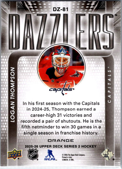 2025/26 Upper Deck Logan Thompson Orange Dazzlers Card DZ-81