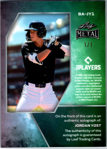 2026 Leaf Metal Baseball Jordan Yost Blue Crystal 1/1 Auto - Tigers