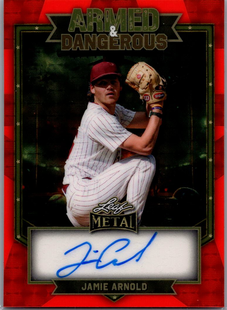 2026 Leaf Baseball Jamie Arnold Ruby Shimmer Armed &amp; Dangerous 1/1 Auto - Oakland A&