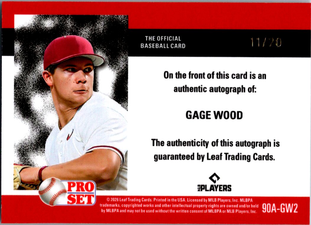 2026 Leaf Pro Set Metal Gage wood Philles Prospects Auto. 11/20