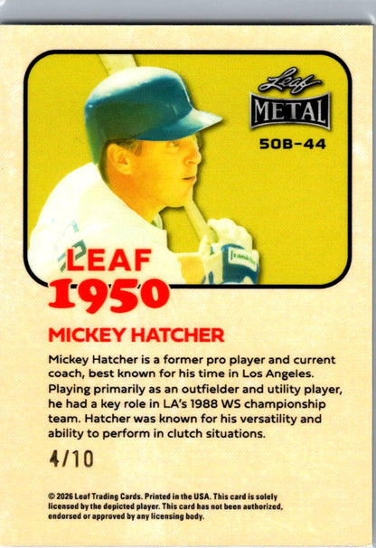 2026 Leaf Metal Baseball Mickey Hatcher 1950 Silver Shimmer /10
