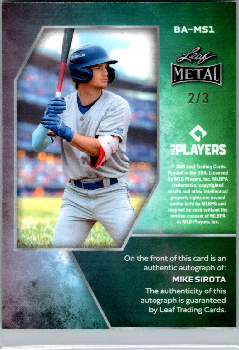 2026 Leaf Metal Baseball Mike Sirota Green Prismatic Auto /3