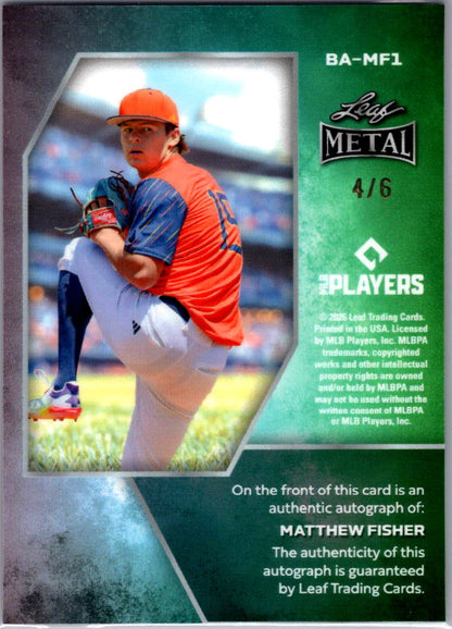 2026 Leaf Metal Baseball Matthew Fisher Pink Prismatic Auto /6
