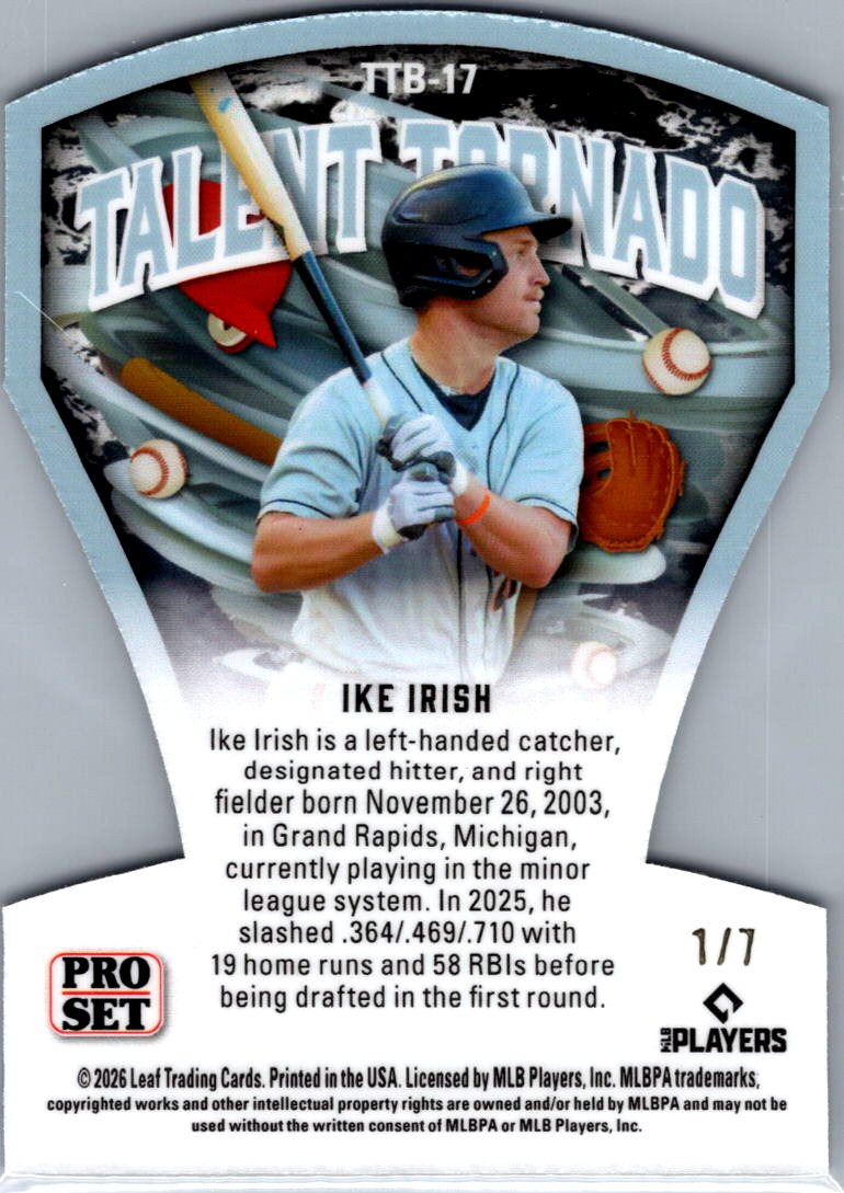 Ike Irish 2026 Pro Set Purple Talent Tornado Die Cut /7